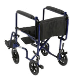 drive Lightweight Transport Chair, Blue, 17-Inch Seat Width